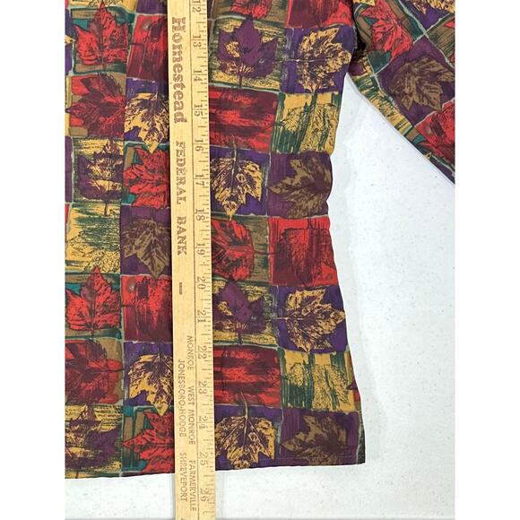 Impressions of California Button Up Blouse Size XL Autumn Leaves Thanksgiving - Picture 6 of 7